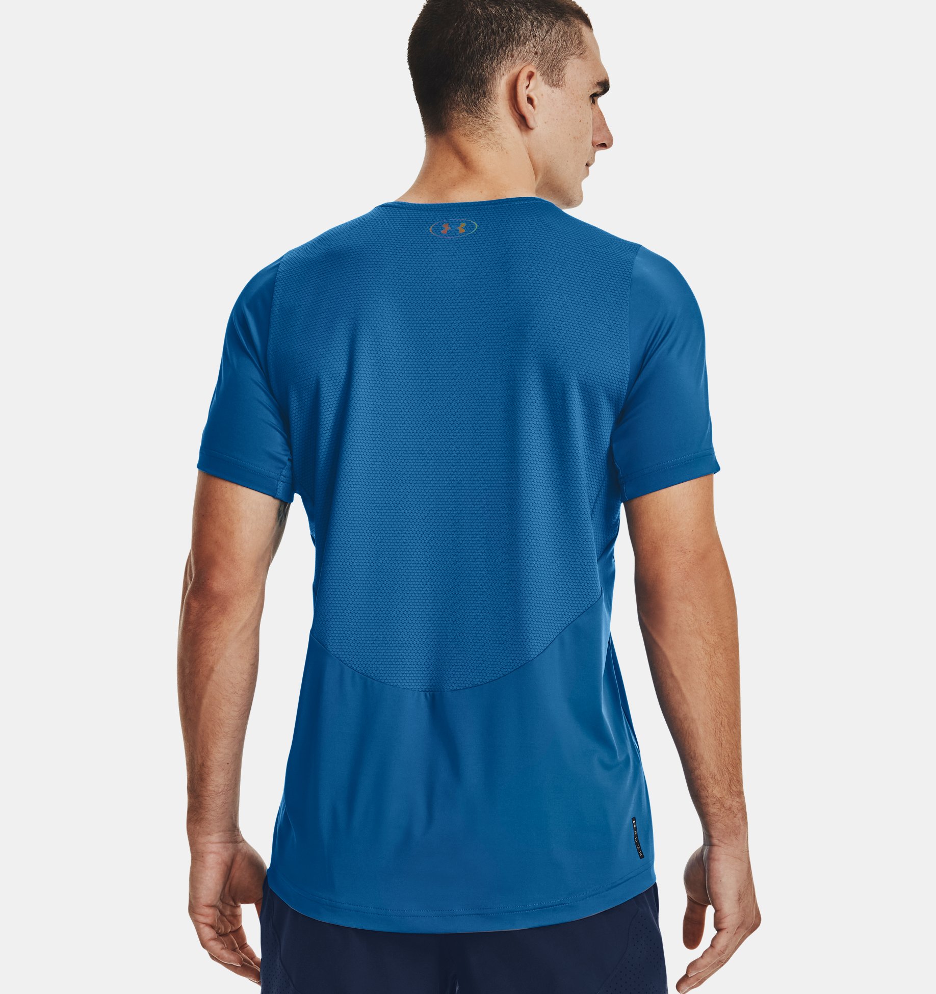 Under Armour Mens Rush HeatGear 2.0 Graphic T Shirt Tee Top Blue Sports Running 